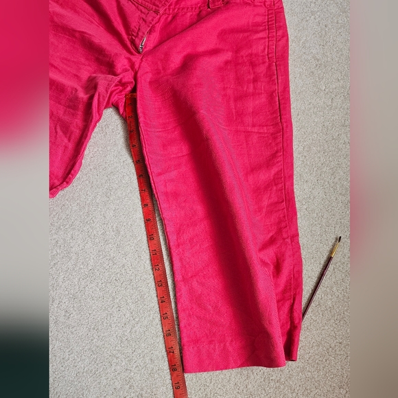 J. Crew Wide Leg Gaucho Cropped Pants, Coral, Linen Blend, Sz 6 - Picture 4 of 9